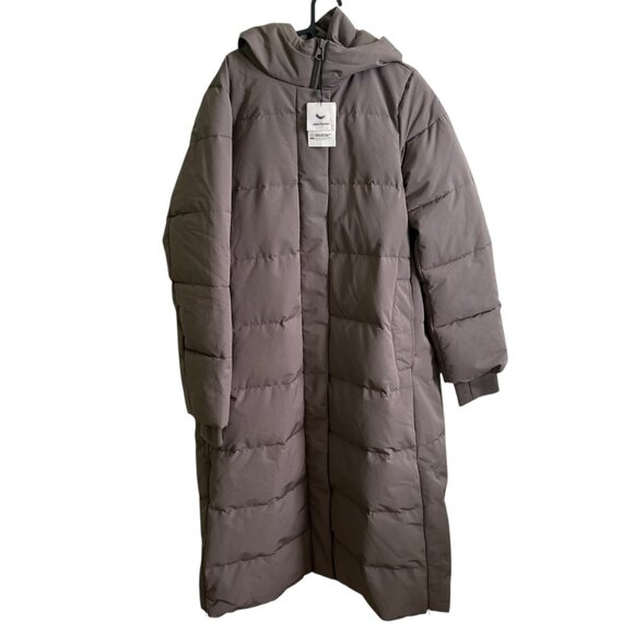 Zara Longline Hooded Down Jacket – Water & Wind Resistant – Mink – Size Large - Picture 5 of 12